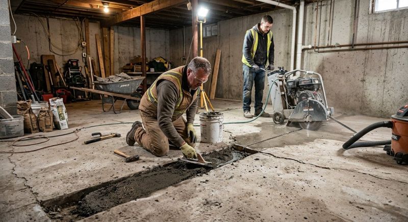 Cracked Basement Floor Repair in Maineville, OH