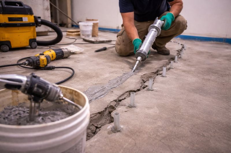 Cracked Basement Floor Repair in Maineville, OH