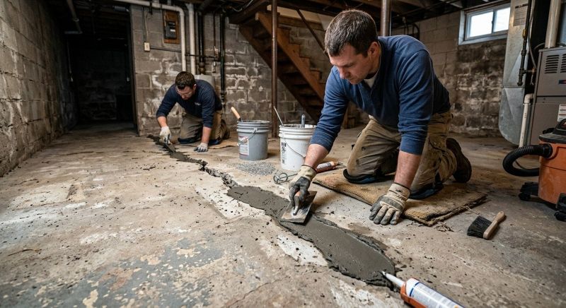 Cracked Basement Floor Repair in Maineville, OH