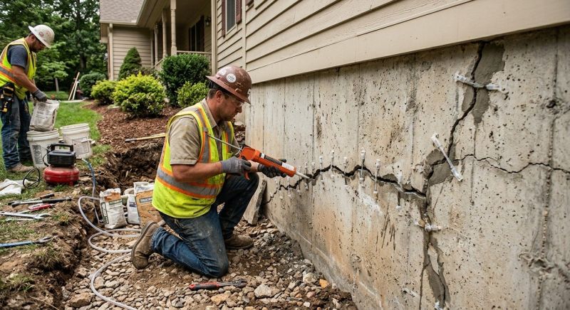 Cracked Foundation Repair in Amelia, OH
