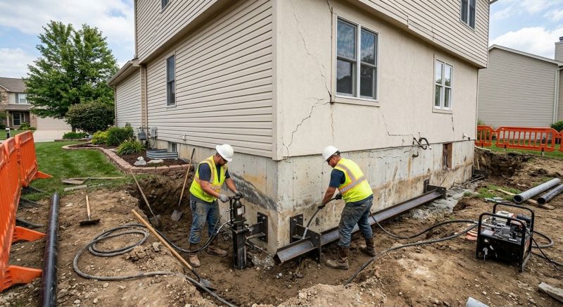 Sinking Foundation Repair in Williamsburg, OH